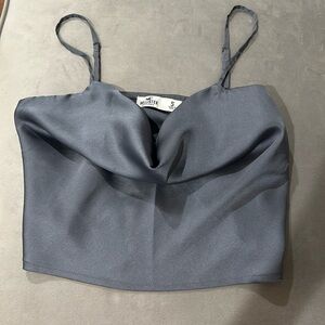 Hollister silk blue crop top size small